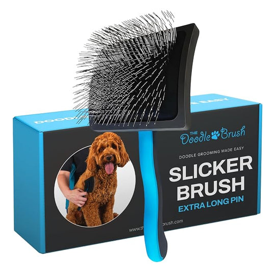 The Doodle Brush, Slicker Brush for Dogs Detangler, Poodle Pin Dematting Dog Hair Brushes, Extra Long Pin Slicker for Goldendoodle, Cockapoo, Cavapoo, Tangle-Free Grooming Shiny Coat Pet Brushes