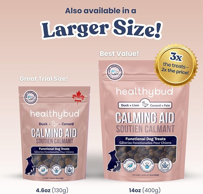 healthybud Calming Aid, Natural Duck Dog Treats & Toppers for Stress Relief - Dog Separation Anxiety, Stress Reduction, Aggression Relief - Support Calm, Immunity Health (14.1 Ounces)