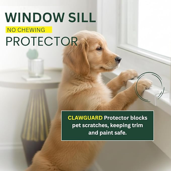 CLAWGUARD Plexiglass Window Sill Protector – Thick Crystal Clear Window Sill Cover & Extender – Window Ledge Protector for Dogs & Cats (35.5in. x 5.25in.)
