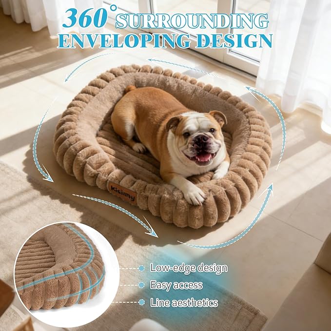 Orthopedic Dog Bed,Hip Joint Support Large Dog Crate Pad for Senior | 35L x 27W x 5.5H, Egg-Crate Memory Foam, Washable Cover, Low Front Entry, Non-Slip Bottom, Large Sized Dog, Brown