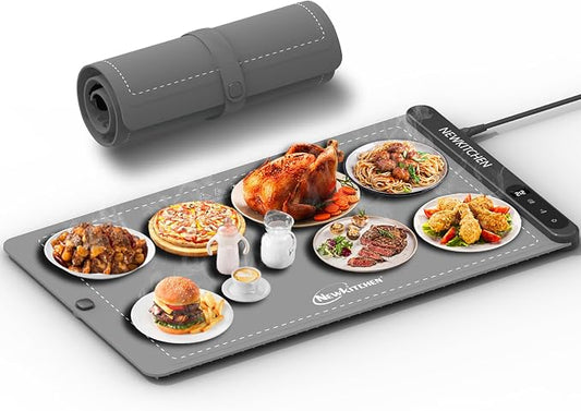 NEWKITCHEN Warming Mat for Food, (XL 24"x15") Food Warming Mat for Parties Buffet 6 Temp 6 Hour Settings Upgrade Graphene Fast Full Surface Heating -Versatile Food Warmer for Gatherings, Parties