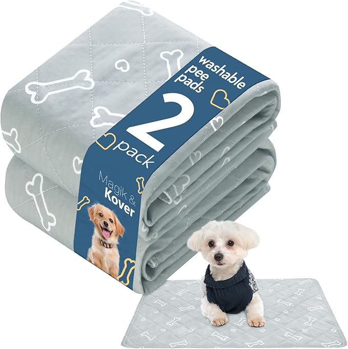 Washable Pee Pads for Dogs, 2 Pack Reusable Puppy Pads 28" x 42", Super Absorbent & Waterproof Training Mats for Potty, Crate, Kennel, Playpen, Bed & Sofa, Anti-Slip Wee Pee Pads for Dogs