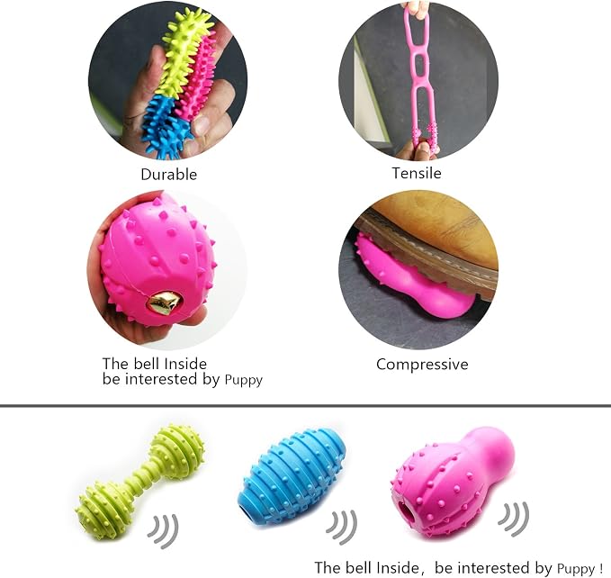 SZKOKUHO Small Dogs Puppy Chew Toys 17Pack Cute Variety Shape Multi Colors Designs to Bite Anytime Enjoy Teething Toys Training Supplies