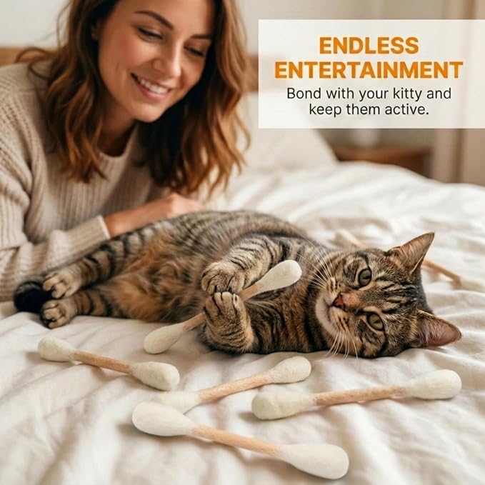 Glaciart One Swabs Cat Toys with Catnip - 6 Pk | Durable for Chew, Cute Cat Toys Interactive Kitty for Boredom, Exercise, & Play | Filled w/Organic Catnip for Anxiety & as Digestive Aid | Gift Idea