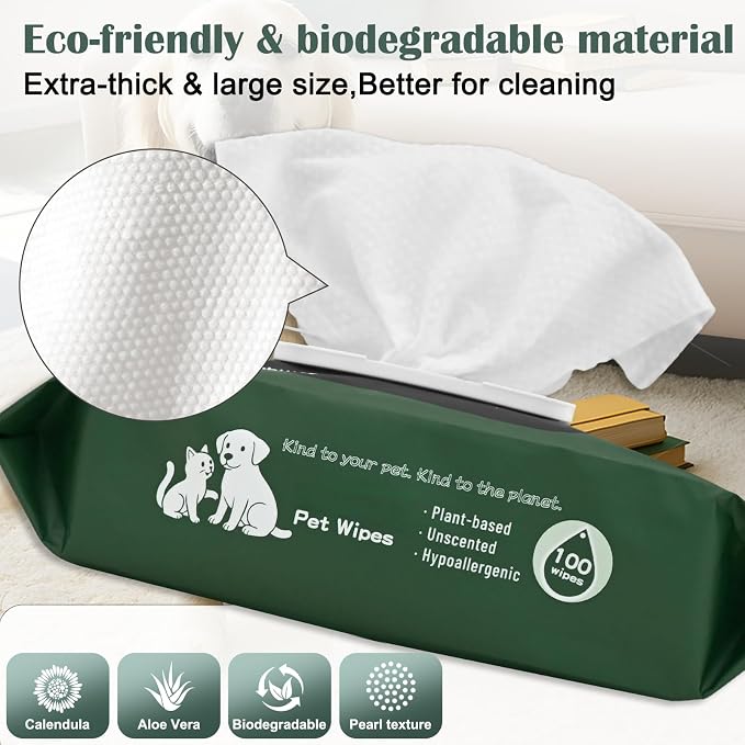 400 Pack Pet Grooming Wipes for Paws and Butt Unscented Hypoallergenic Dog Wipes Gentle Earth-Friendly Cleaning Wipes for Puppies, Kittens & Senior Pets Deodorizing Waterless Bathing Wipes