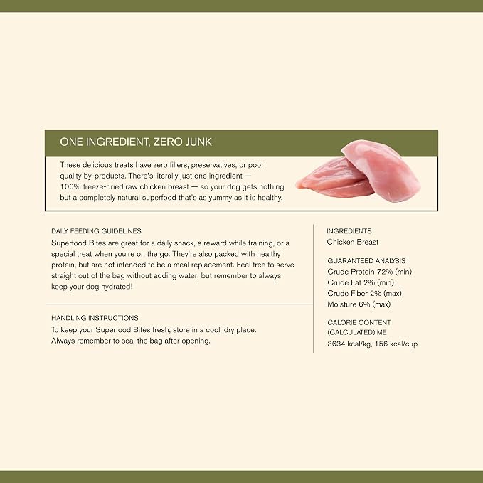 BADLANDS RANCH by Katherine Heigl – Superfood Bite Freeze-Dried Raw Chicken Breast Dog Treats – High Protein Single-Ingredient Snacks for Training, Rewards & Daily Wellness