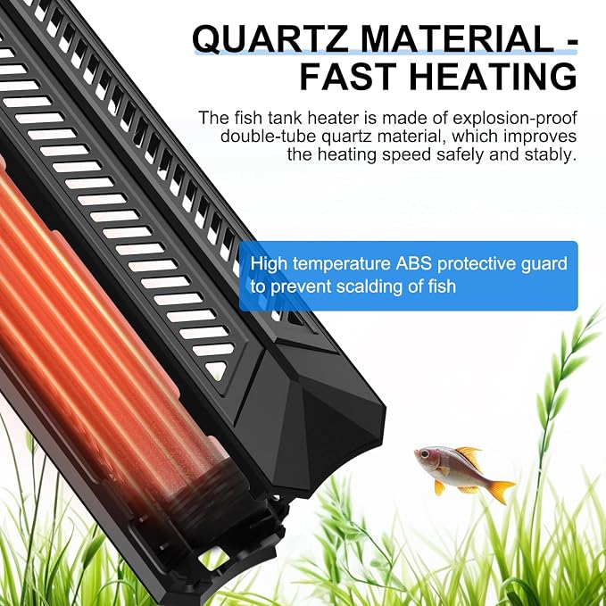 fishkeeper Aquarium Heater, 500 W Adjustable Fish Tank Heater with Digital Display Controller, Submersible Water Heater with Thermostat Over-Temperature Protection for Saltwater Freshwater 66-132 Gal