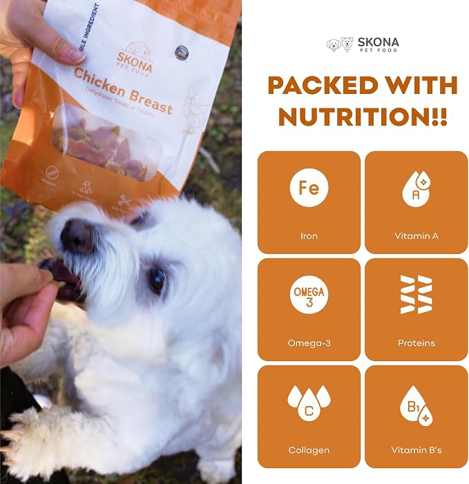 Skona Chicken & Beef Liver Jerky Treats Bundle (2X 4oz) | Single-Ingredient | Dogs & Cats | Protein-Rich, Hypoallergenic, Dental Care, Energy Boost | USA Made