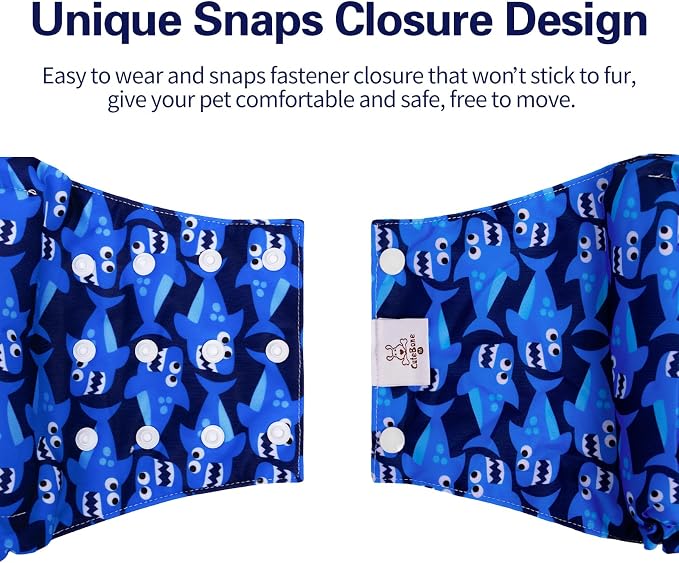 CuteBone Washable Dog Diapers Male with Snaps Reusable 3pcs a Pack Doggie Belly Band for Male Dogs Wraps KDM02S