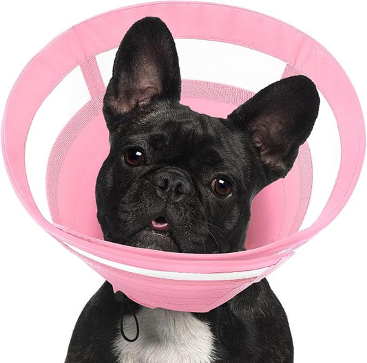 SAWMONG Soft Cone for Dogs – Small Dog Recovery Collar, Adjustable E-Collar to Stop Licking After Surgery (S, Pink)