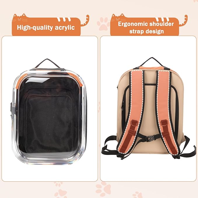 Hp hope Cat Backpack Carrier: Large Breathable Cat Backpack Bubble - Fit up to 17 lbs Transparent & Foldable Space Capsule Kitty Backpack Carrier Expandable Airline Pet Carrier for Hiking Travel
