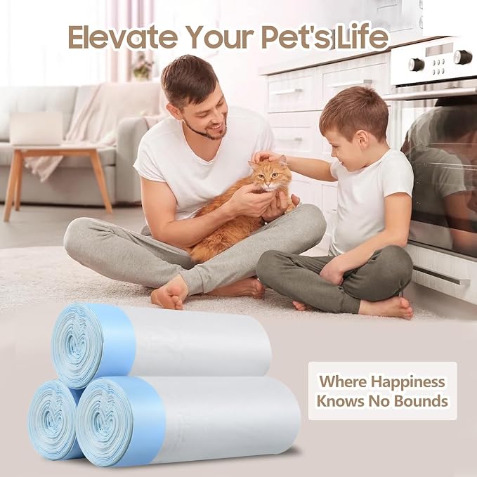 16 Pack Litter Box Liners Compatible with Safe Pets ScoopFree Crystal Pro Cat Litter Box, Large Cat Waste Poop Bags with Drawstring Heavy Tear-free- 37" x 13"