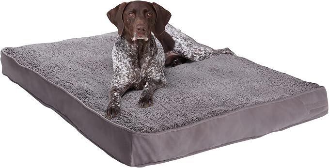 Happy Hounds Daisy Deluxe Supportive Sherpa Dog Bed, Large (48 x 36 in.), Pewter