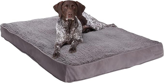 Happy Hounds Daisy Deluxe Supportive Sherpa Dog Bed, Large (48 x 36 in.), Pewter