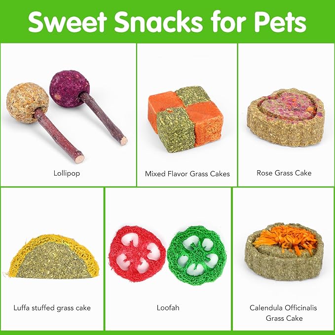 VESPRO Bunny Teys for Rabbits Hamster/Guinea Pig Toys Natural Timothy Hay Sticks chew Treats and Balls for Rabbit, Bunny, chinehila, Guirea Pig, Hamster, Rabbit Teeth Care