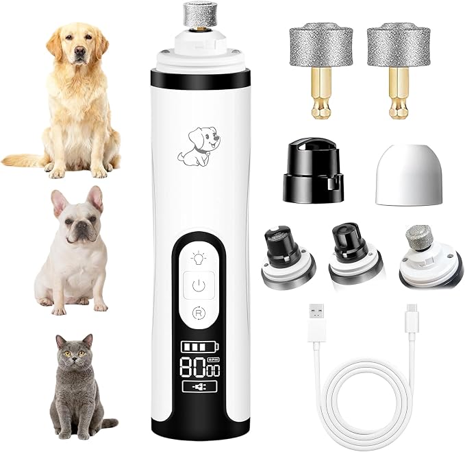 2026 Upgraded Silent Groom Pro Nail Grinder for Dogs & Cats, 3-Speed Cordless silent grooming pro with LED Light, 2000mAh Long Battery Life, Painless Paws Grooming for Small Medium Large Pets (White)