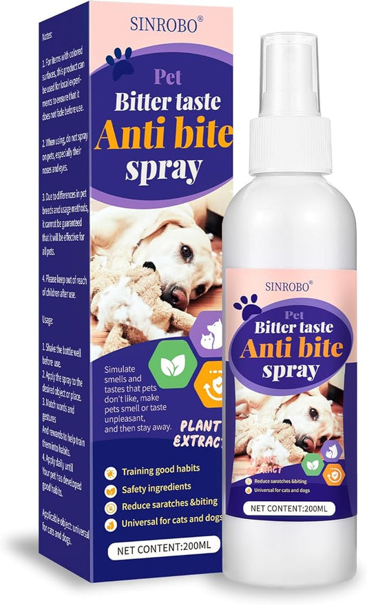 Bitter Apple Spray for Dogs, No Chew Spray for Dogs to Stop Chewing, Effective Indoor/Outdoor Deterrent Training Corrector for Anti-Scratch, Anti Marking, Furniture Protection (1 Pcs)