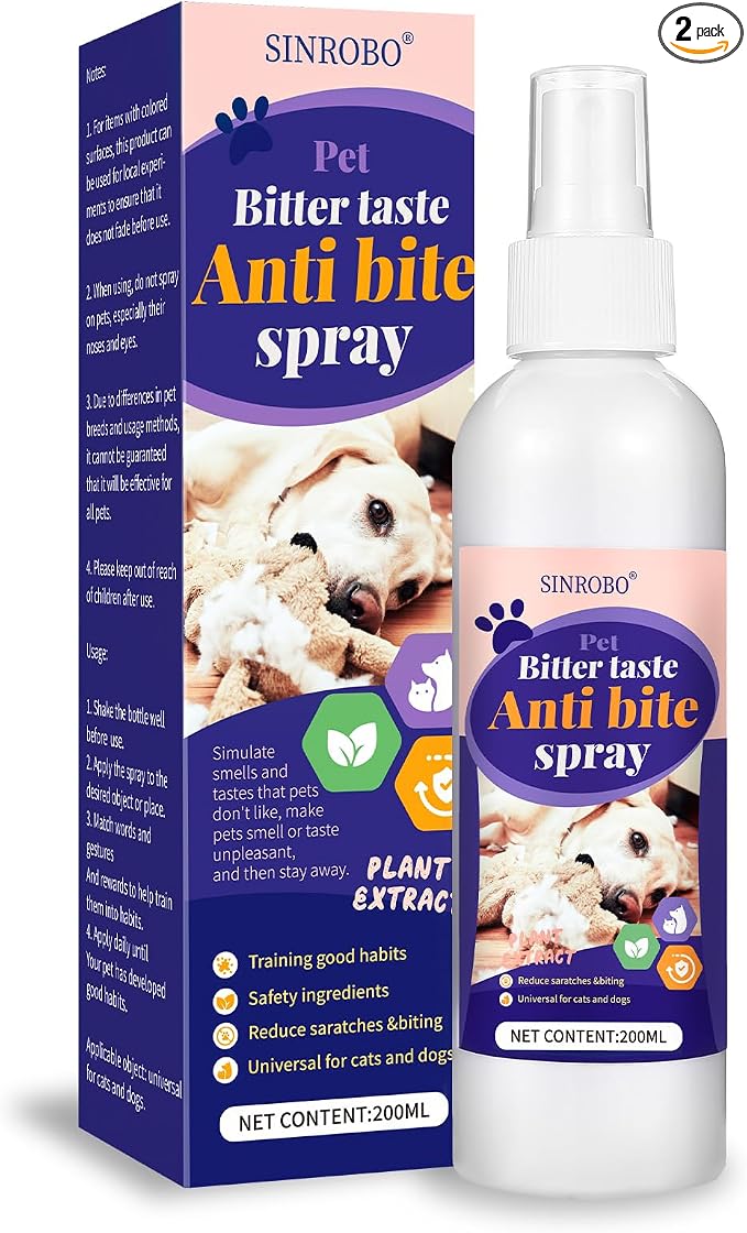 No Chew Spray for Dogs, Bitter Apple Spray for Dogs to Stop Chewing, Effective Indoor/Outdoor Deterrent Training Corrector for Anti-Scratch, Anti Marking, Furniture Protection (2)