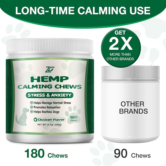 Calming Chews for Dogs - Dog Calming Treats Helps with Dog Anxiеty Rеlief, Separation, Strеss, Barking, Fireworks, Travel, Composure - Natural Dog Supplements 180 Soft Chews
