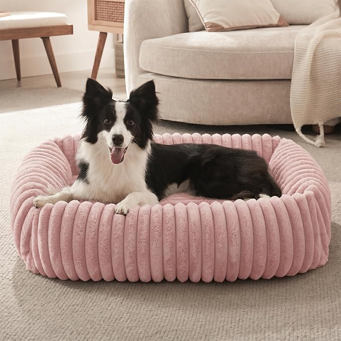 FURTIME Dog Bed for Small Dogs, Washable Orthopedic Dog Bed with Removable Cover, Rectangle Soft Calming Sleeping Puppy Bed Durable Pet Cuddler with Anti-Slip Bottom