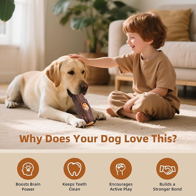 Dog Toys for Aggressive Chewers, Interactive Indestructible Dog Toys to Keep Them Busy, Durable Dog Frozen Treat Toy for Large & Medium Dogs, Reduces Anxiety & Extends Playtime, Brown