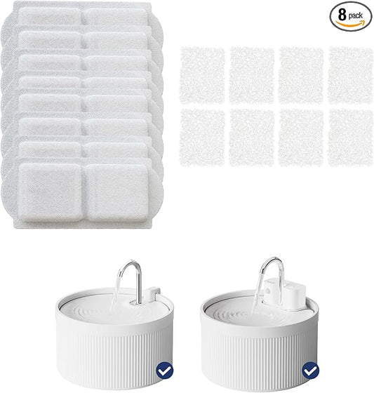 Replacement Filters for PawsPik Ceramic Dog & Cat Water Fountains, 8 Count