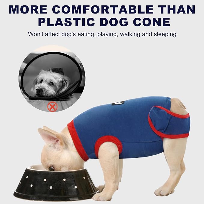 IDOMIK Dog Recovery Suit for Female Spay - Adjustable Anti-Licking Dog Post Surgery Onesie, Male Female Dog Neuter Spay Suits, Soft Abdominal Wound Bandage & E-Collar Cone Alternative
