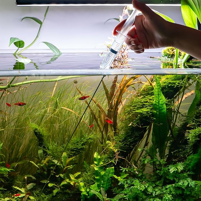 LINLAN 15.7-in Stainless Steel Aquarium Plant Fertilizer Injector Kit - Includes a Stainless Steel Long Needle and Two Syringes (5 ml + 20 ml) for use with Aquatic Plants.