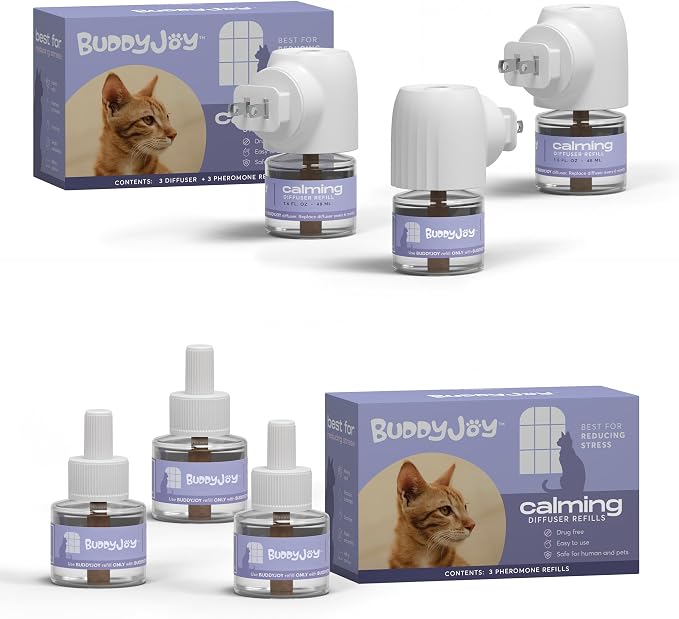 Cat Calming Diffuser Bundle – Long-Lasting 30-Day Formula with Pheromones for Stress Relief, Relaxation, and Anxiety Reduction in Cats Easy to Use – (3 Diffusers + 6 Refills)