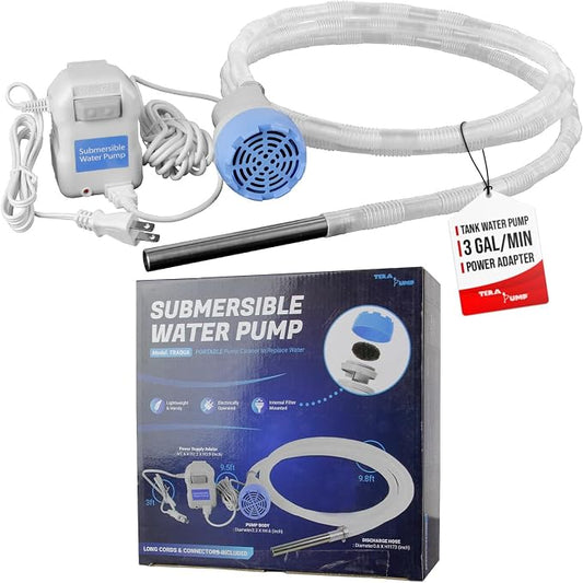 TERA PUMP - Aquarium Gravel Cleaner - Electric Automatic Removable Vacuum Fish Tank Water Changer Sand Washer Algae Cleaner Filter & 10 ft Hose Up to 12 Liters per Min