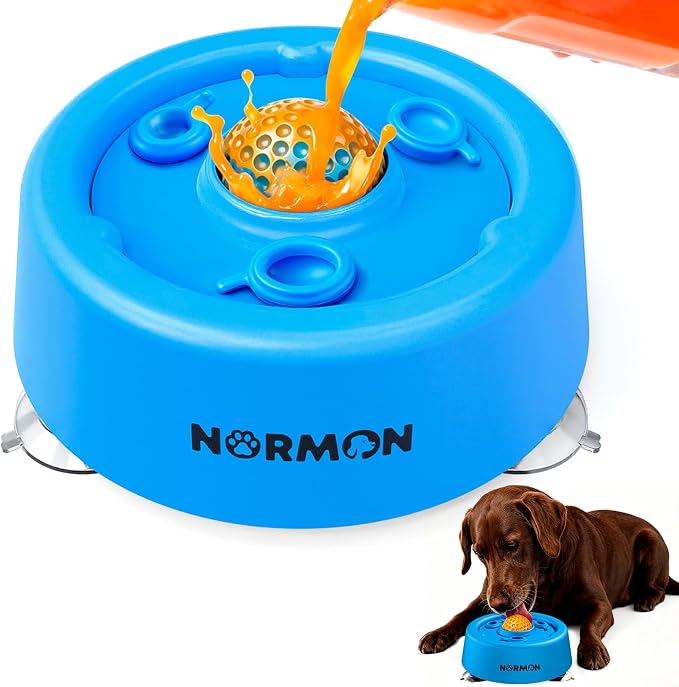 [2026 Upgrade] Dog Slow Feeder Lick Bowl for Liquid Treats [Anti-Choke Enrichment Rolling Ball] with Non-Slip Suction Cups, Interactive Enrichment Licking Bowl for Small, Medium & Large Breeds