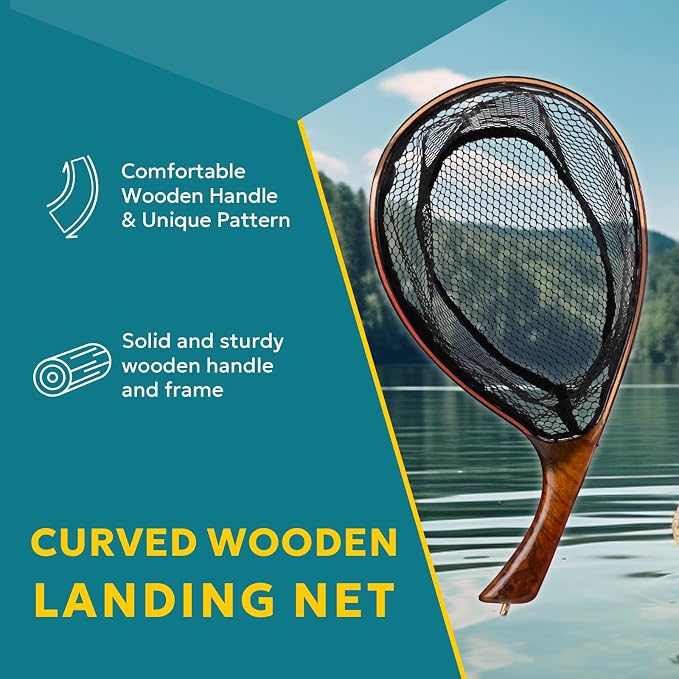 SF Fly Fishing Landing Net Soft Rubber Mesh Trout Net Catch and Release Net