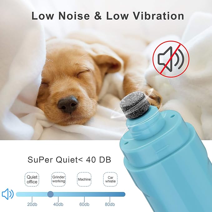 Moropaky Dog Nail Grinder Professional Electric Pet Nail Grinders 2-Speed Rechargeable Pet Nail Trimmer with LED Light Nail Grooming & Grinding for Large Small Medium Dogs & Cats