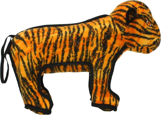TUFFY - World's Tuffest Soft Dog Toy - Zoo Tiger - Multiple Layers. Made Durable, Strong & Tough. Interactive Play (Tug, Toss & Fetch). Machine Washable & Floats