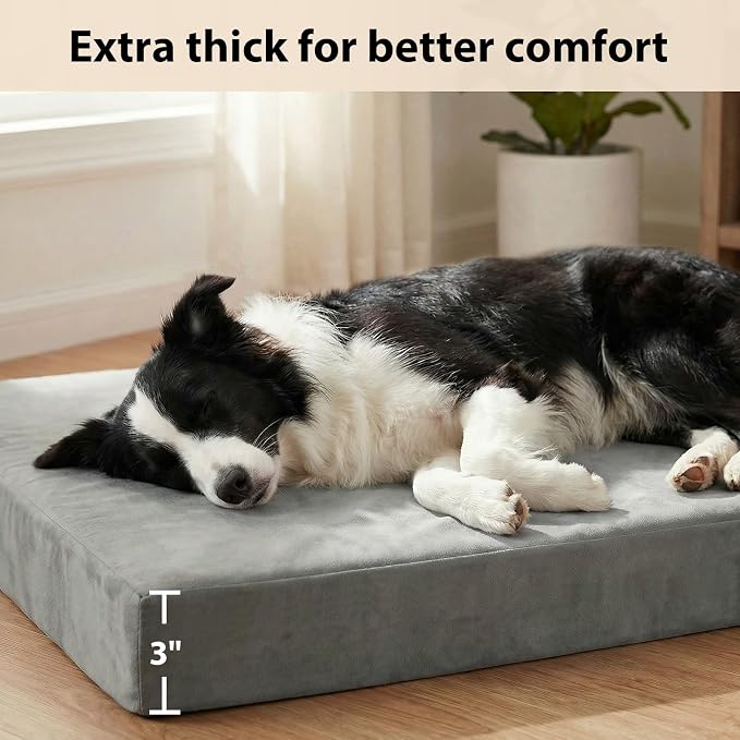 LILNAP Indestructible Dog Beds for Large Dogs, Chew Proof Dogs Bed with Orthopedic Egg Foam, Outdoor Pet Bed Mat with Washable Cover for Crate Pad and Cages,Jumbo 55"x42"x4"