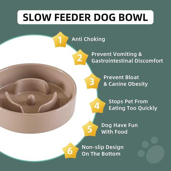 Havniva Ceramic Slow Feeder Dog Bowls, 0.9 Cups Dog Bowl Slow Feeding for Small Breed, 6.1inch Puzzle Dog Food Bowl Slow Feeder Non-Slip Anti-Gulping and Anti-Choking Reduces Bloating