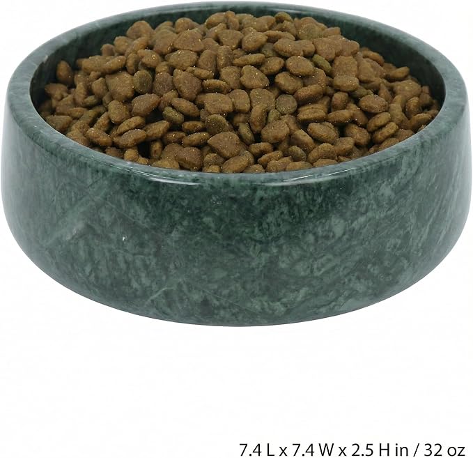 OOBOOB Natural Marble Dog Bowls, Heavy Duty Non-Slip Pet Bowls, Minimalist Dog Food Bowl with Unique Natural Veining, Durable Feeding Bowl for Small to Medium Dogs & Cats