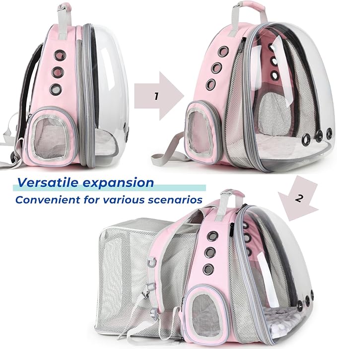 Lollimeow Bubble Expandable Cat Backpack for Puppies and Small Pets with Mini Fan
