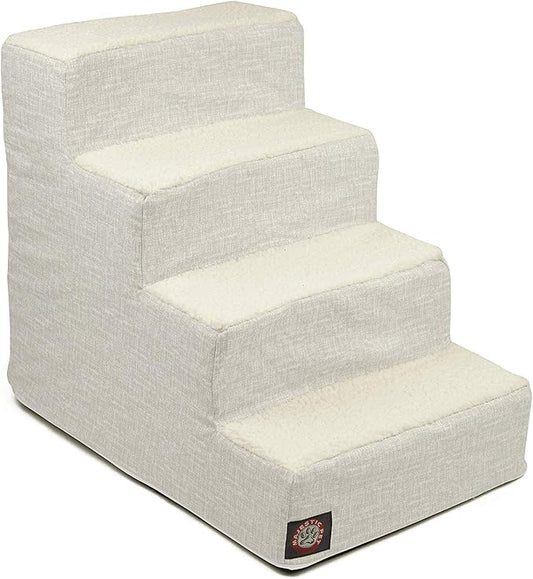 Majestic Pet Portable Pet Stairs | Soft Sherpa Steps Foam Feeling | Steps for Dogs & Cats | Dog & Cat Ramp | Indoor Only | Max Weight: up to 250 Lbs, 4 Step, Palette Heathered Gray