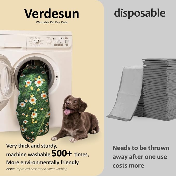 Washable Pee Pads for Dogs, Reusable Puppy Potty Training Pads, Ultra-Absorbent Thick Waterproof Leak-Proof Non-Slip Pads & Mat for Crate, Playpen, Floor, Whelping & Housebreaking , 2 Pack 24"x36"