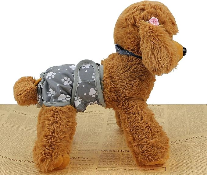 Washable Female Dog Diapers, 7 Pack Reusable Pet Incontinence Protectors, Multiple Patterns, XS-L Sizes, Comfort Fit with Elastic Edges (S)
