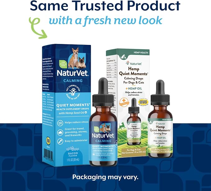 NaturVet – Hemp Quiet Moments Calming Drops – Enhanced with Hemp Seed Oil, L-Tryptophan & Ginger – Helps Reduce Stress & Promote Relaxation – for Dogs & Cats