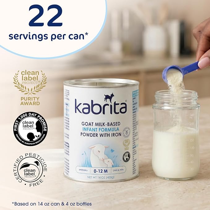 Kabrita Goat Milk-Based Infant Formula Powder, Designed for Gentle Digestion, Gentle Alternative to Cow’s Milk, with Iron, DHA, ARA & Prebiotics, for Infants 0–12 Months, Non-GMO, 14 oz (Pack of 12)
