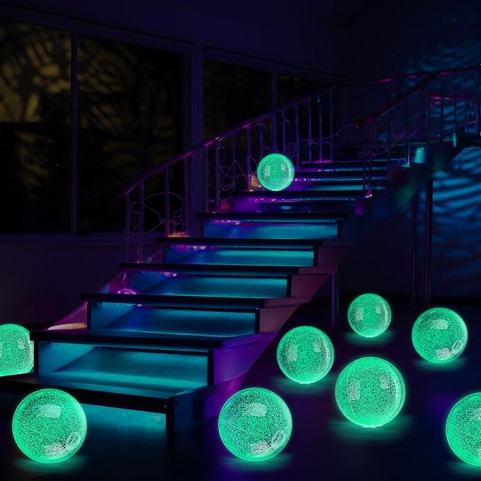 12 Pcs 8 Inch Light up Beach Balls Glow in The Dark Blow up Pool Floating Inflatable Balls for Summer Neon Party Games Pool Garden Decorations Outdoor