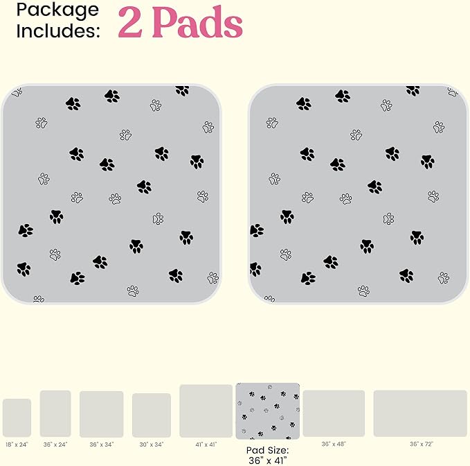 Super Absorbent Washable Pee Pads for Dogs - 2-Pack Superior Reusable Puppy Pads Pet Training Pads –100% Waterproof Dog Pee Pad Protects Against Urine Leakage Non-Slip Grip Prevents Slipping& Bunching