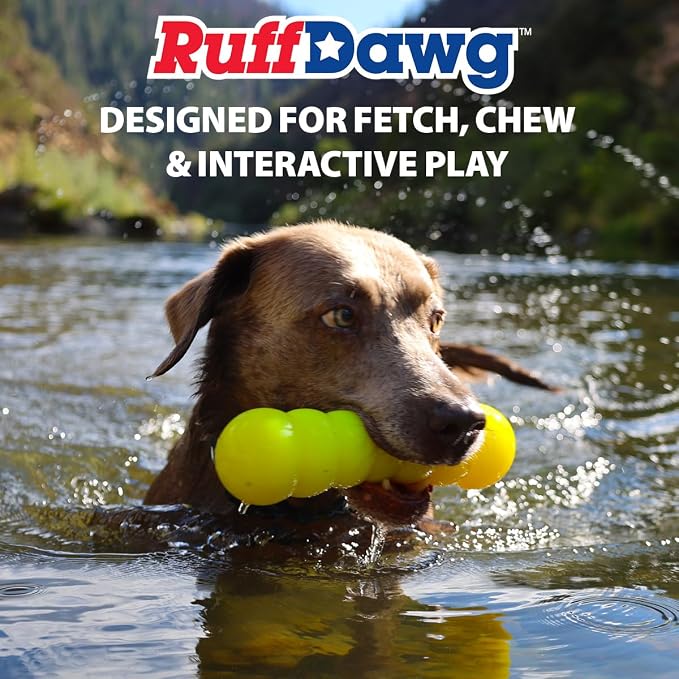 Ruff Dawg Indestructible Dawg-Buster XL Pink – Heavy-Duty Solid Rubber Dog Chew Stick for Dogs Under 40 lbs – Floats & Bounces – Made in USA