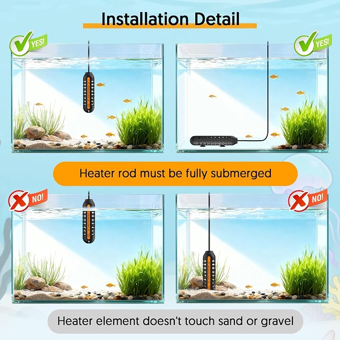 QZQ Aquarium Heater, 200W Adjustable Fish Tank Heater with Digital Display, External Temperature Controller, Submersible Turtle Tank Heater for 20-40 Gallon Tanks