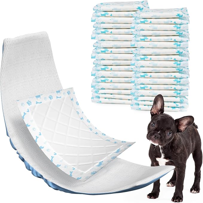 MICOOYO Dog Diaper Liners, Dog Diaper Pads, Disposable Dogs Booster Pads for Puppy, Belly Band Dogs Diapers Liners Male Doggie Diapers Inserts (Blue, M, 100Count)