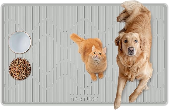 Dog Food Mat, Extra Large 24" x 24" Silicone Pet Feeding Mat with Raised Edge Silicone Mat for Food and Water Pet Placemat for Small, Medium, and Large Pets Non-Slip, Easy to Clean