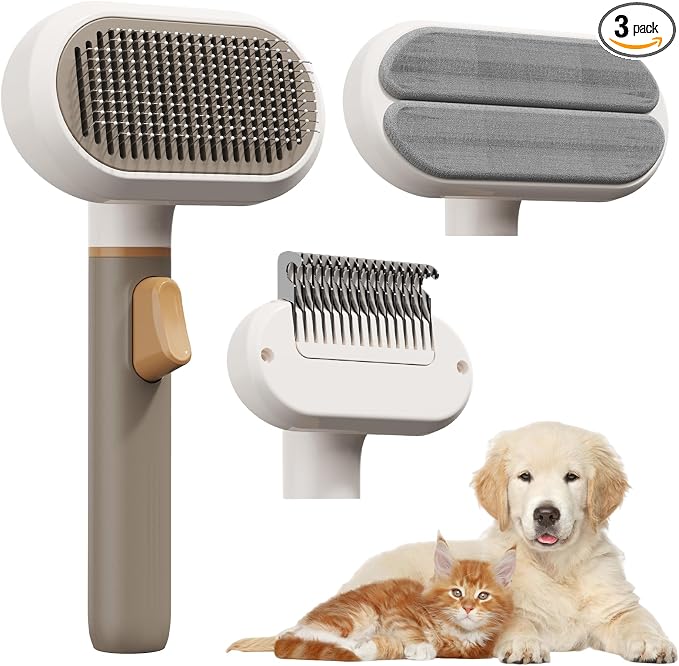 Dog Brush for Shedding, 3-in-1 Cat Hair Brush for Indoor Cats
